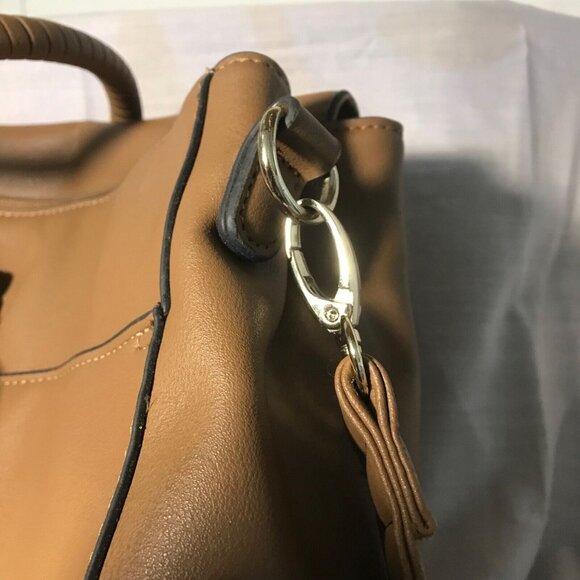 Bently Leather Mia & Luca Messenger Bag Purse Tan Shoulder Strap 18 X 11" Large - Picture 6 of 16